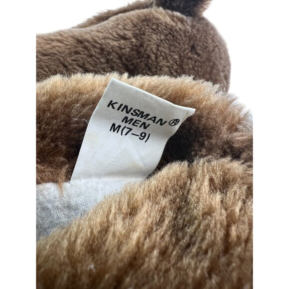 RARE 80s Sad Sam Slippers Novelty Mens Dog Brown Funny Fluffy Padded Size M 7-9 - Picture 9 of 10